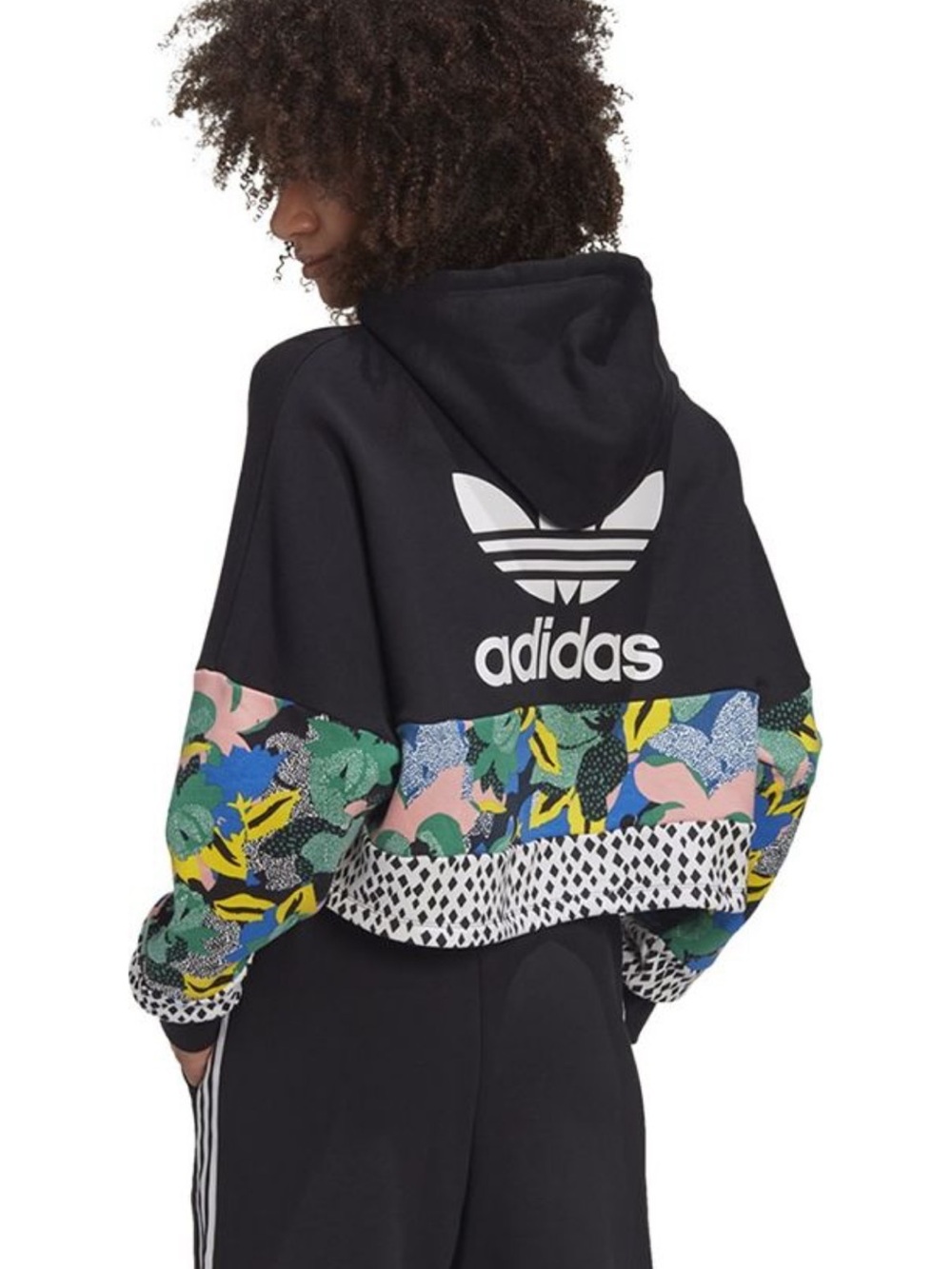 adidas Originals x HER Studio London Floral Cropped Hoodie Pullover S GC6850